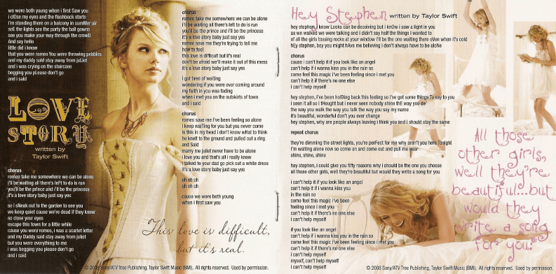 Example of Taylor Swift's use of easter eggs in her Love Story lyrics
