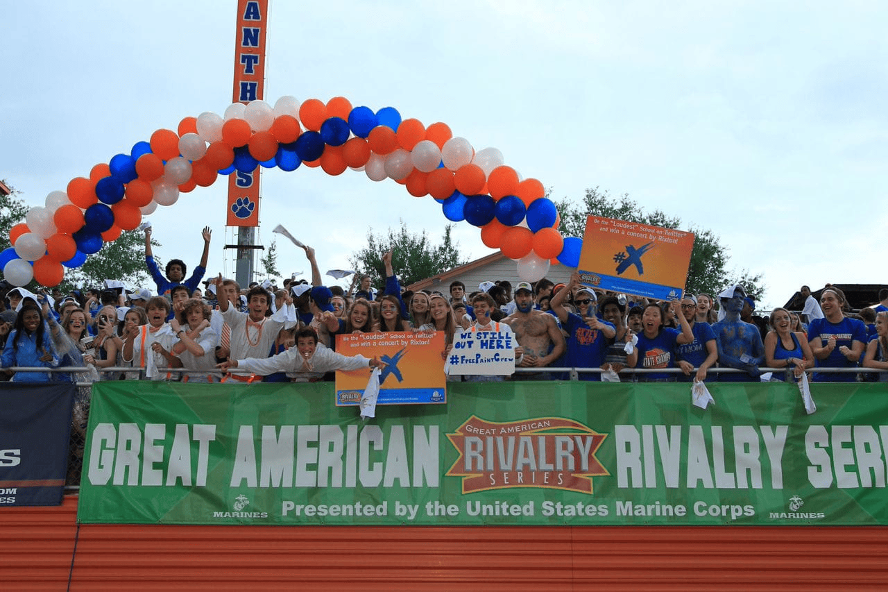 Student section screaming at a Great American Rivalry Series Game